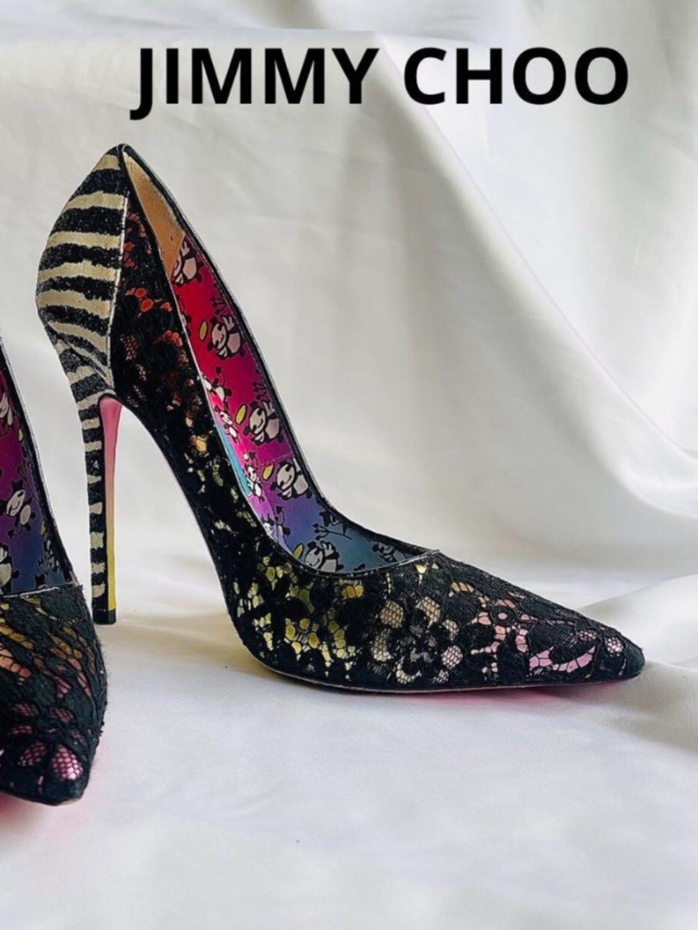 RARE Jimmy Choo x Rob Pruitt Limited Ed Anouk Lace Pumps W/ Box